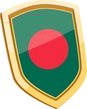 Golden shield with Bangladesh Flag. vector
