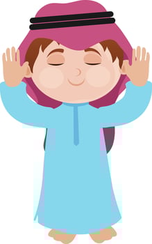 Illustration of praying Arabian Boy. vector