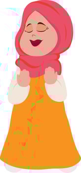Illustration of praying muslim woman. vector