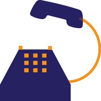 Telephone in blue and yellow color. vector