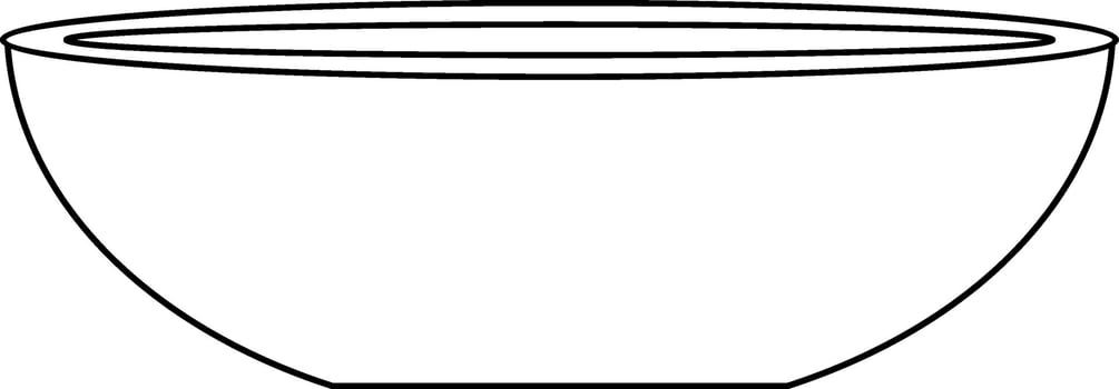 Black line art illustration of a bowl in flat style. vector