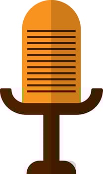 Orange and brown microphone in flat style. vector