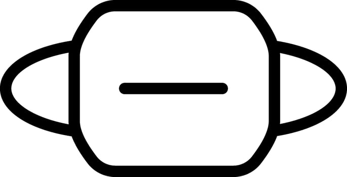 Black line art illustration of Mouth mask icon. vector