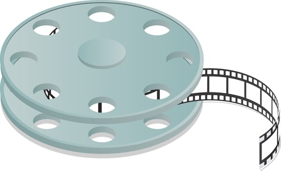 3D film reel element on grey background. vector