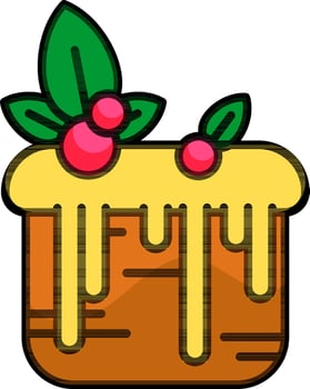 Beautiful Cherries Decorated Cake icon in flat style. vector