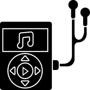 black and white illustration of mp3 player icon. vector