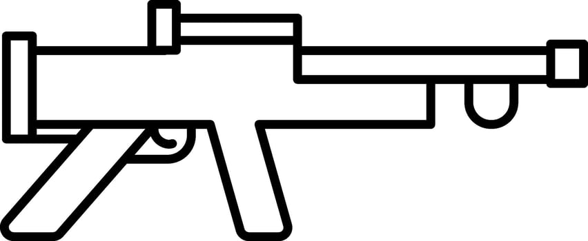 Black Outline Rifle Icon on White Background. vector
