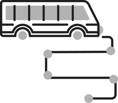 Bus street location way icon in black and white color. vector