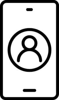 Line art User profile in smartphone icon flat style. vector