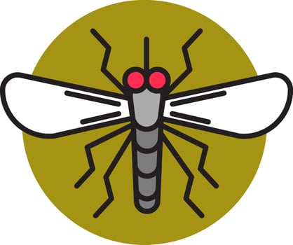 Illustration of Mosquito icon on green circle background. vector