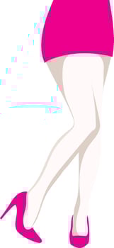 Woman wearing pink dress and high heels. vector