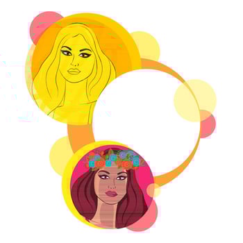 Fashion background with young girls. vector