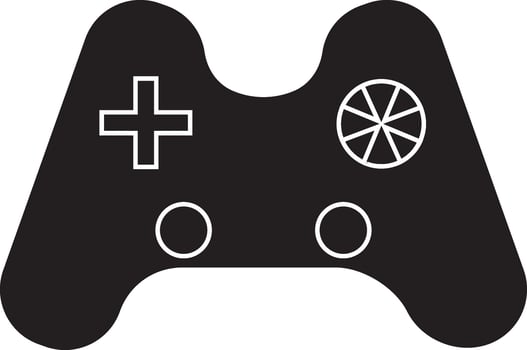 black and white gamepad in flat style. vector