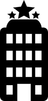 Vector flat building icon with three stars.