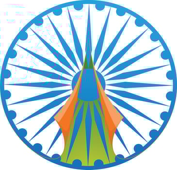 Paper cut-out design of ashoka wheel. vector