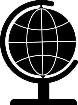 black and white globe standing in flat style. vector