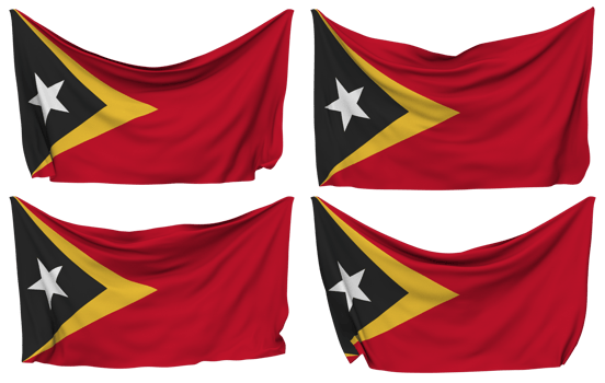 East Timor Pinned Flag from Corners, Isolated with Different Waving Variations, 3D Rendering png