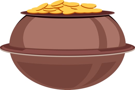 Illustration of cauldron full of gold coins. vector