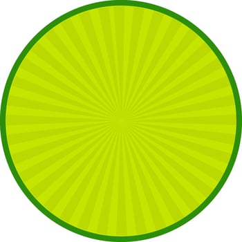 Green sticker, tag or label design with rays. vector