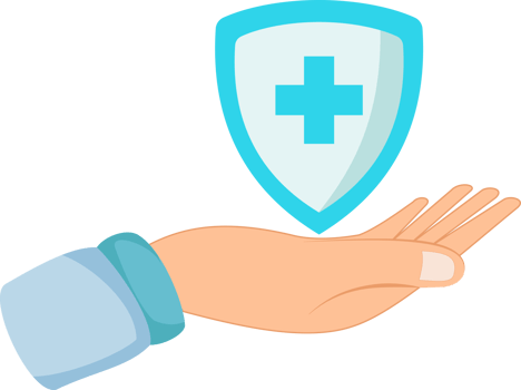 doctor hand holding a protective shield. health protection illustration png