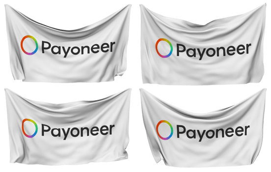 Payoneer Global Inc Pinned Flag from Corners, Isolated with Different Waving Variations, 3D Rendering png