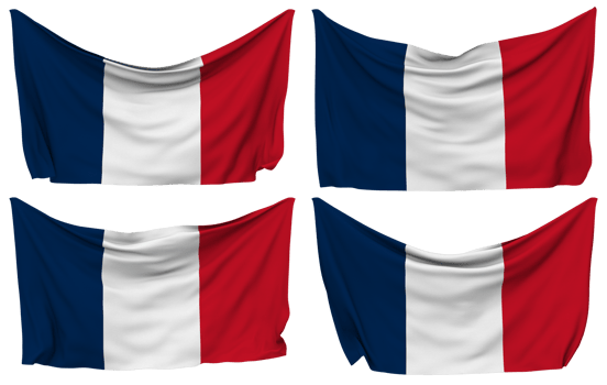 France Pinned Flag from Corners, Isolated with Different Waving Variations, 3D Rendering png