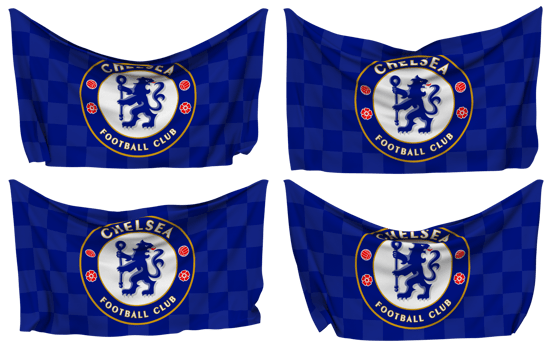 Chelsea Football Club Pinned Flag from Corners, Isolated with Different Waving Variations, 3D Rendering png