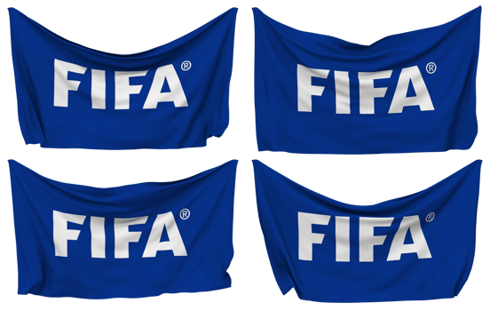 International Association Football Federation, FIFA Pinned Flag from Corners, Isolated with Different Waving Variations, 3D Rendering png