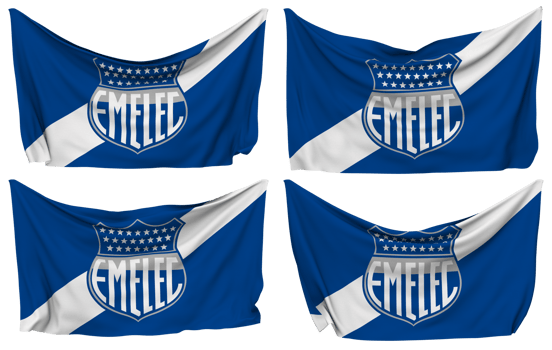 Club Sport Emelec Pinned Flag from Corners, Isolated with Different Waving Variations, 3D Rendering png