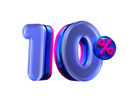 3D number 10 percentage sale discount purple, pink, neon colors png