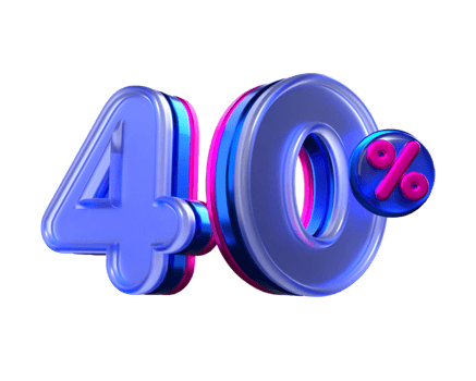 3D number 40 percentage sale discount purple, pink, neon colors png