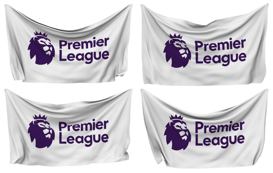 Premier League Pinned Flag from Corners, Isolated with Different Waving Variations, 3D Rendering png