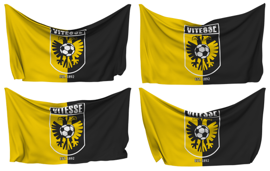 SBV Vitesse Arnhem Pinned Flag from Corners, Isolated with Different Waving Variations, 3D Rendering png