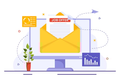 Job Offer Vector Illustration with Businessman Recruitment Search, Start Career and Vacancy at a Company in Flat Cartoon Hand Drawn Templates