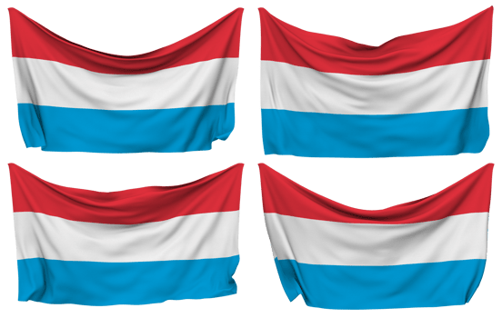 Luxembourg Pinned Flag from Corners, Isolated with Different Waving Variations, 3D Rendering png