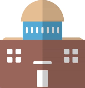 Building in brown and blue color. vector