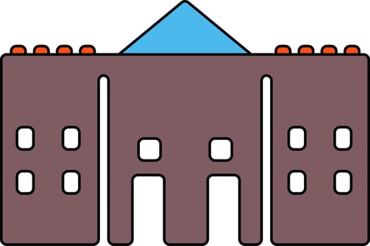 Castle in brown and white color. vector