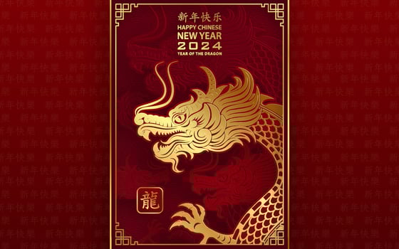 Happy Chinese new year 2024 Dragon Zodiac sign vector