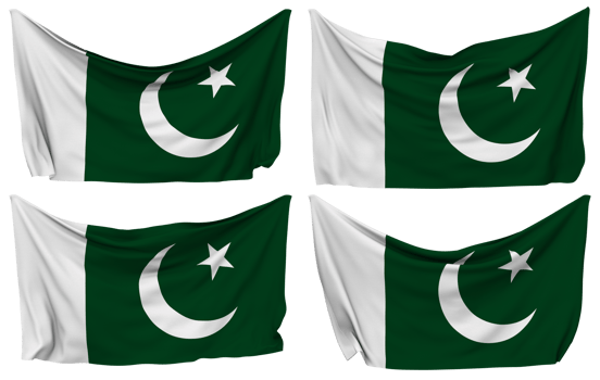 Pakistan Pinned Flag from Corners, Isolated with Different Waving Variations, 3D Rendering png