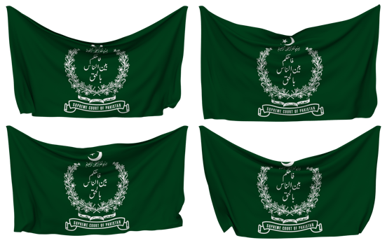 Supreme Court of Pakistan Pinned Flag from Corners, Isolated with Different Waving Variations, 3D Rendering png
