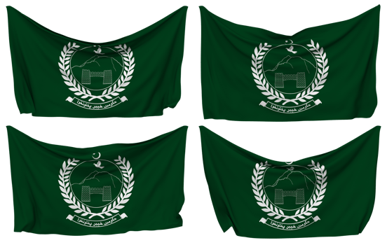 Government of Khyber Pakhtunkhwa, KPK Pinned Flag from Corners, Isolated with Different Waving Variations, 3D Rendering png