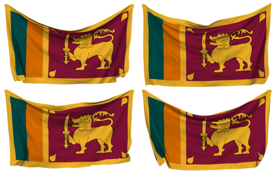 Sri Lanka Pinned Flag from Corners, Isolated with Different Waving Variations, 3D Rendering png