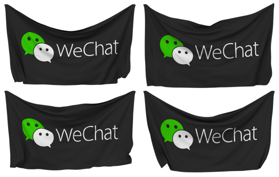 WeChat, Weixin Pinned Flag from Corners, Isolated with Different Waving Variations, 3D Rendering png