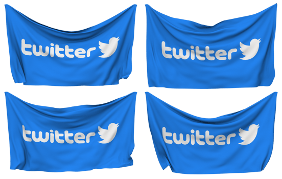 Twitter Pinned Flag from Corners, Isolated with Different Waving Variations, 3D Rendering png
