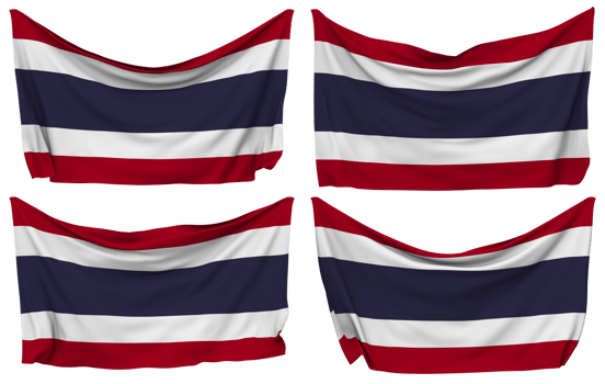 Thailand Pinned Flag from Corners, Isolated with Different Waving Variations, 3D Rendering png
