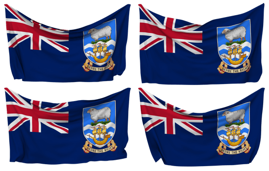 Falkland Islands Pinned Flag from Corners, Isolated with Different Waving Variations, 3D Rendering png