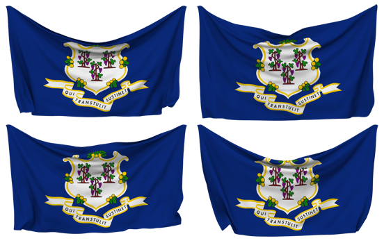 State of Connecticut Pinned Flag from Corners, Isolated with Different Waving Variations, 3D Rendering png