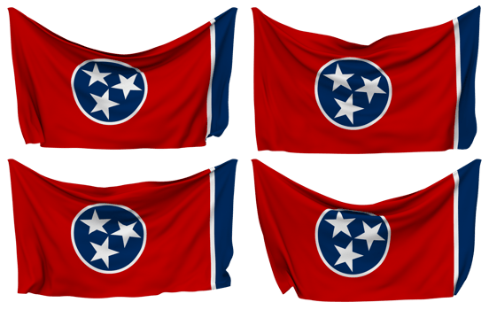 State of Tennessee Pinned Flag from Corners, Isolated with Different Waving Variations, 3D Rendering png