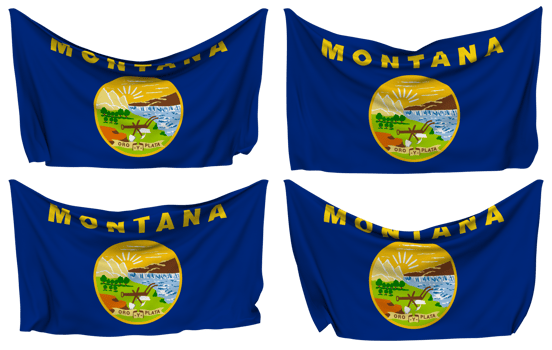 State of Montana Pinned Flag from Corners, Isolated with Different Waving Variations, 3D Rendering png