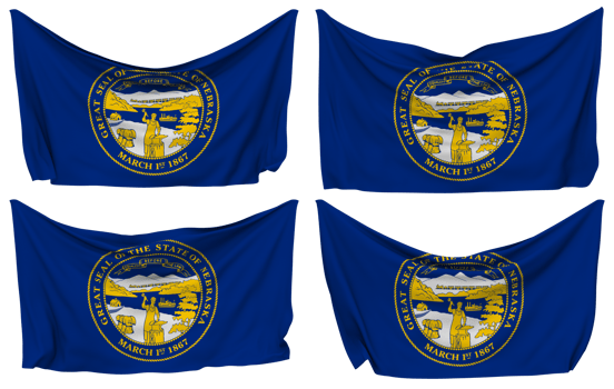 State of Nebraska Pinned Flag from Corners, Isolated with Different Waving Variations, 3D Rendering png